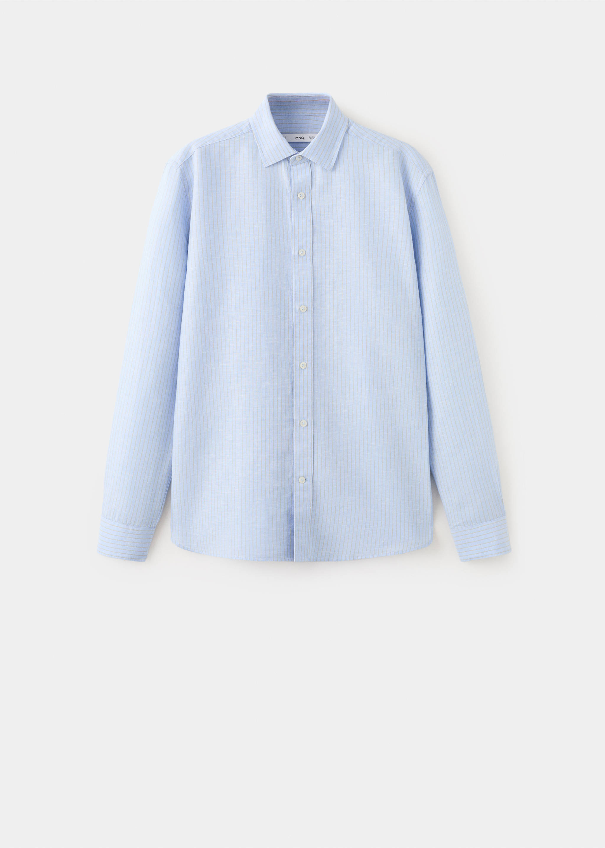 Camisa regular fit lino algodón rayas - Artículo sin modelo, Azul celeste. Ref: 27055941-00.