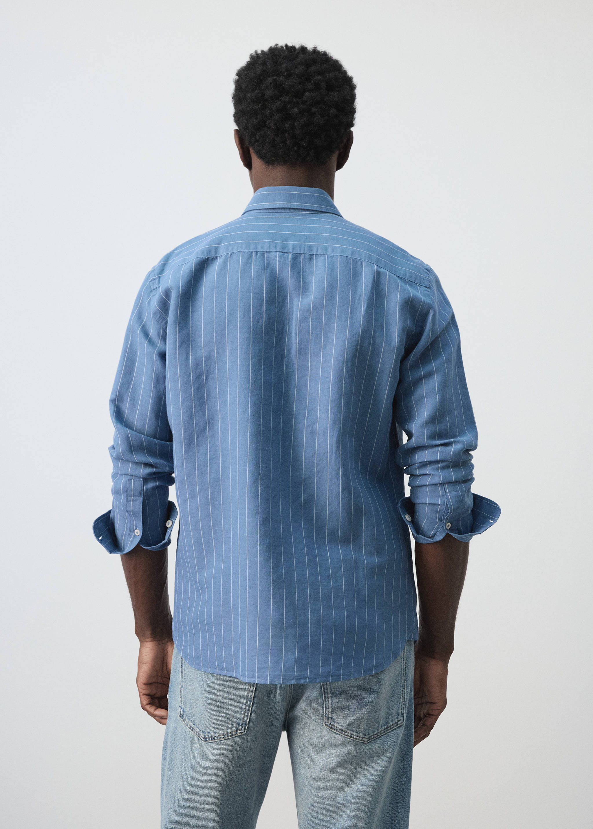 Camisa regular fit lino algodón rayas - Reverso del artículo
