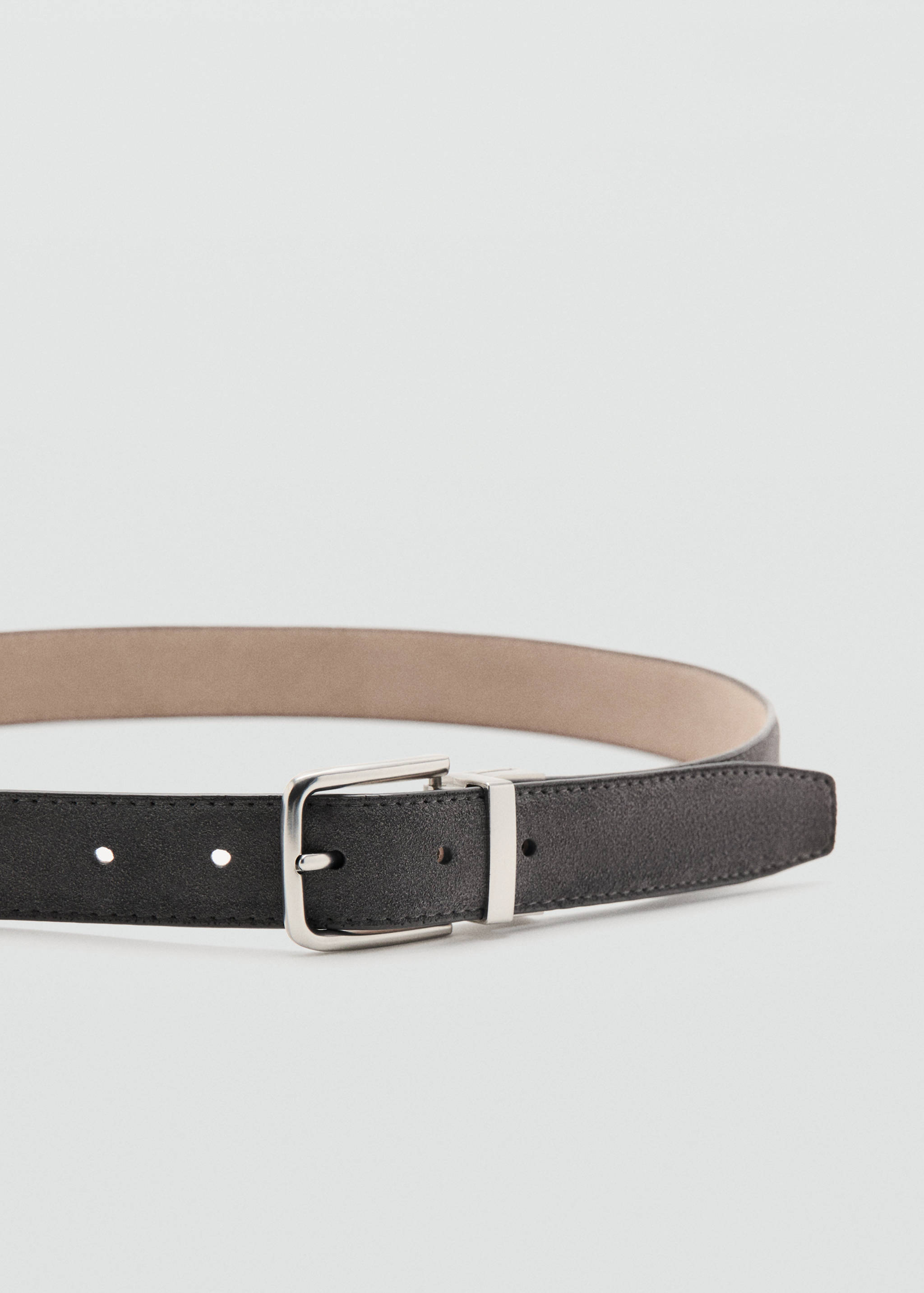 Reversible suede leather belt - Medium plane