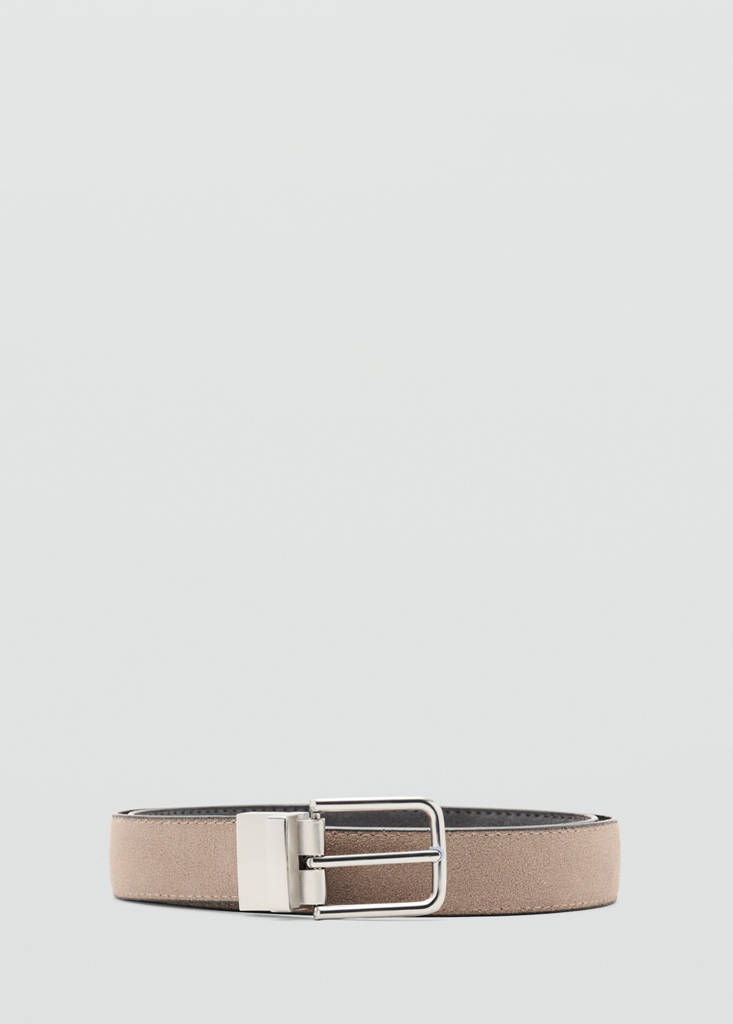 Reversible suede leather belt — Sand