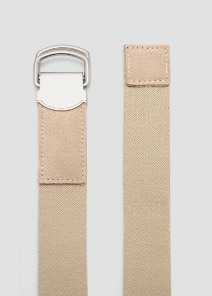 Leather mixed belt — Beige