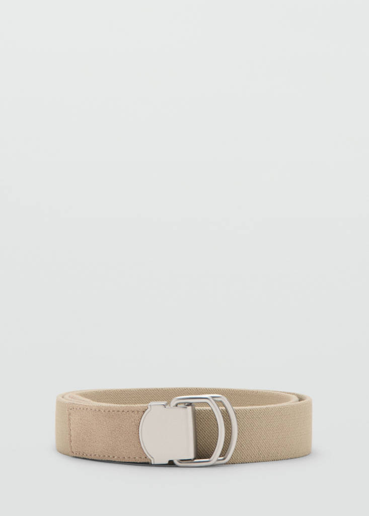 Leather mixed belt — Beige
