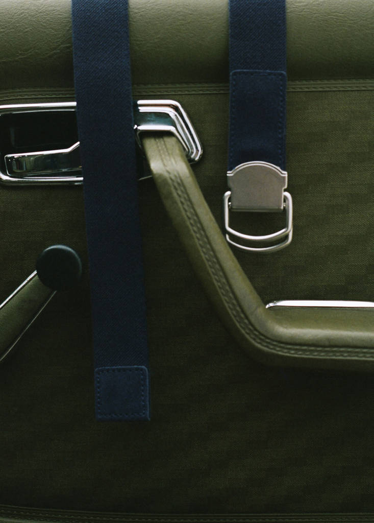 Leather mixed belt — Navy