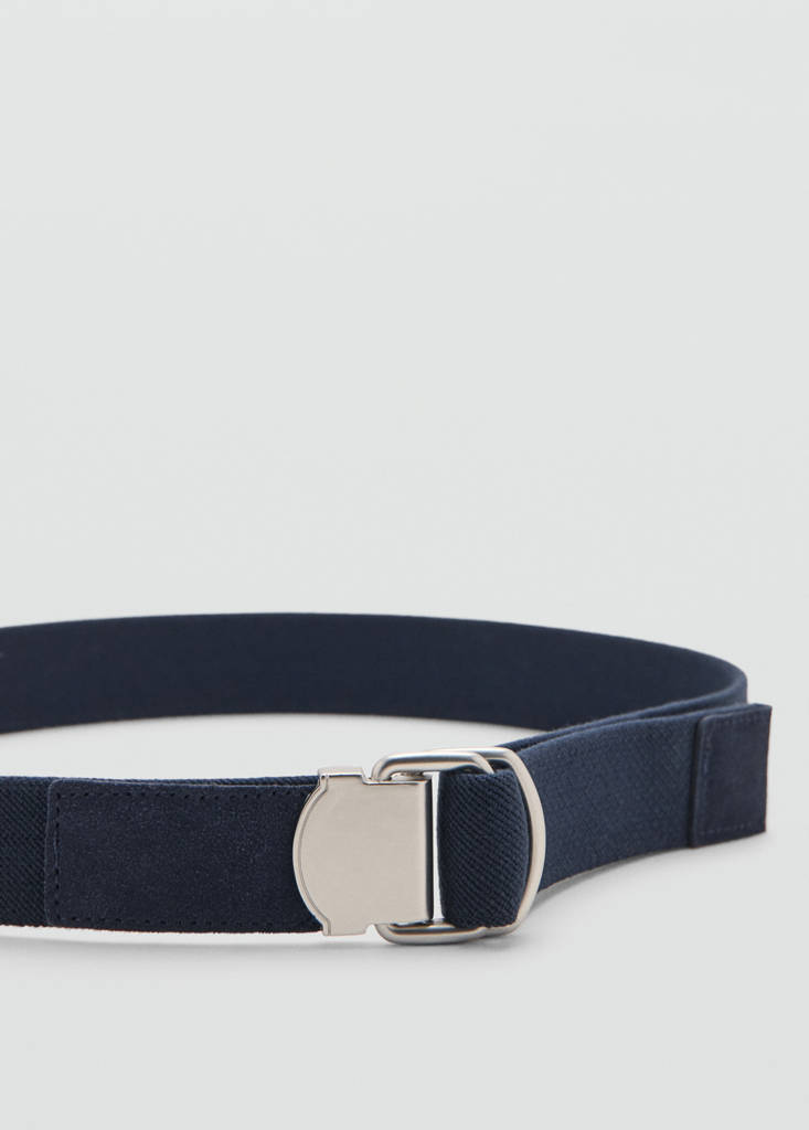 Leather mixed belt — Navy