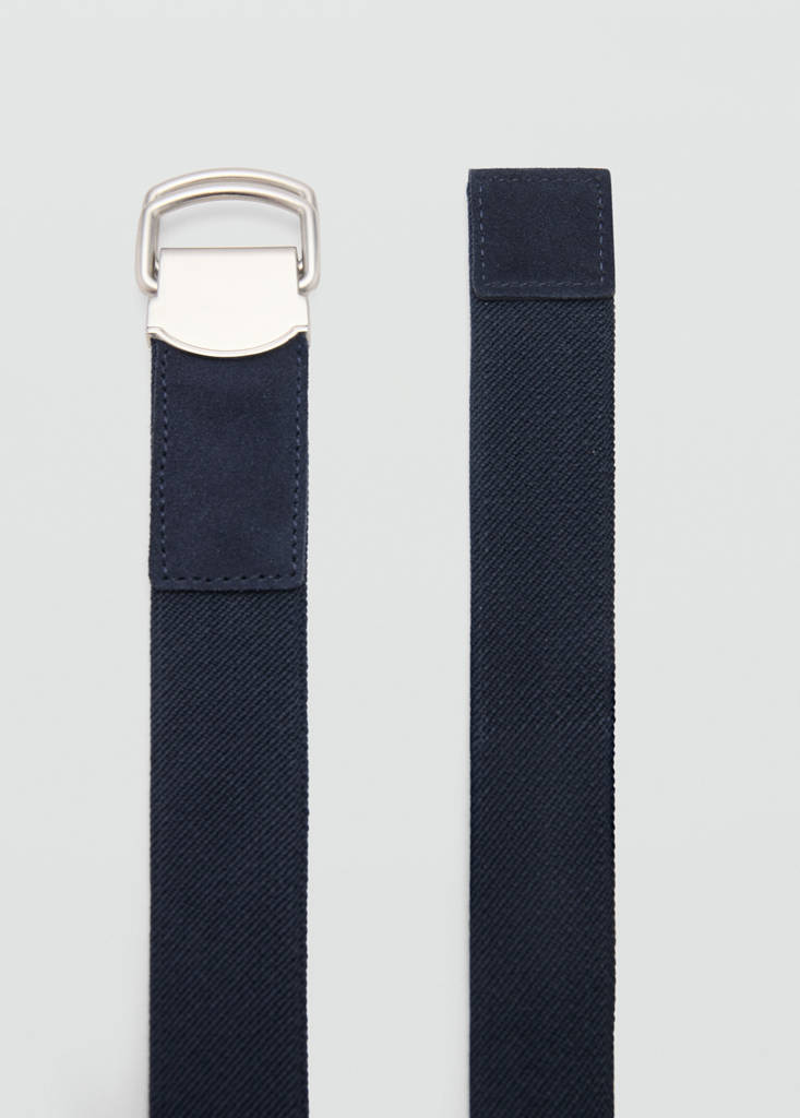Leather mixed belt — Navy