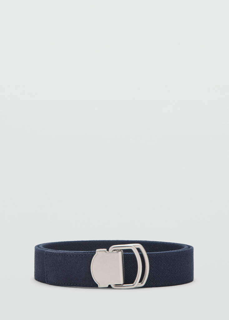 Leather mixed belt — Navy