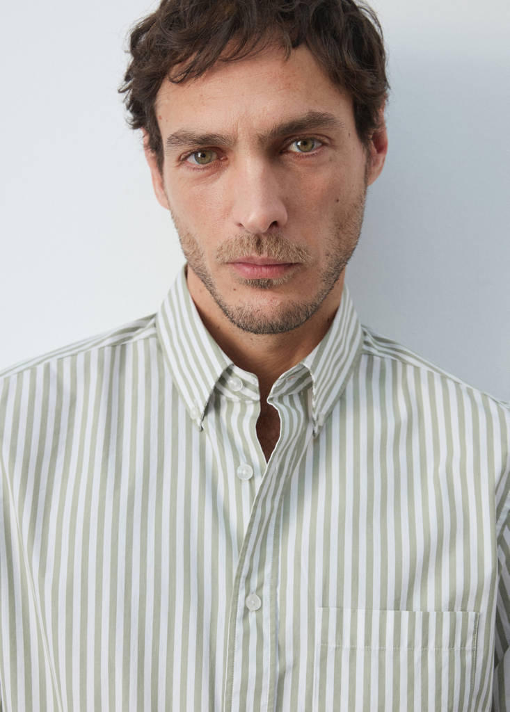 Regular-fit striped 100% cotton shirt — Pastel Green