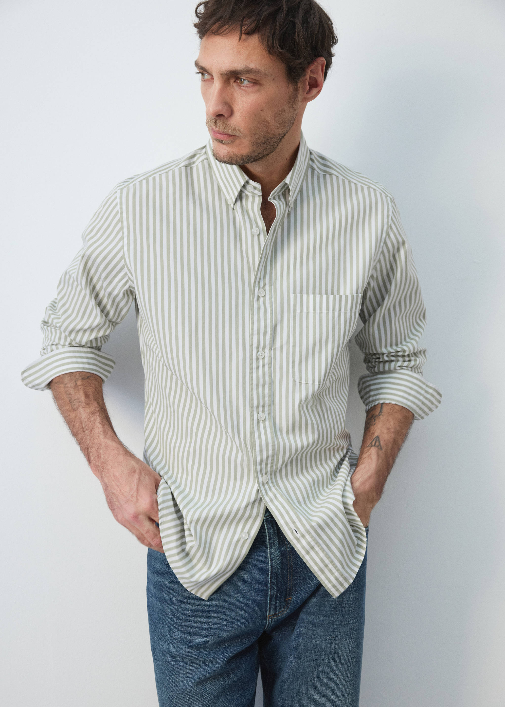 Camisa regular fit 100% algodón rayas - Detalle del artículo 6