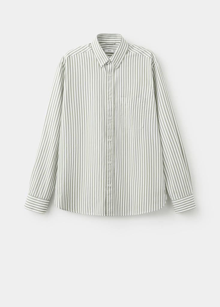Regular-fit striped 100% cotton shirt — Pastel Green
