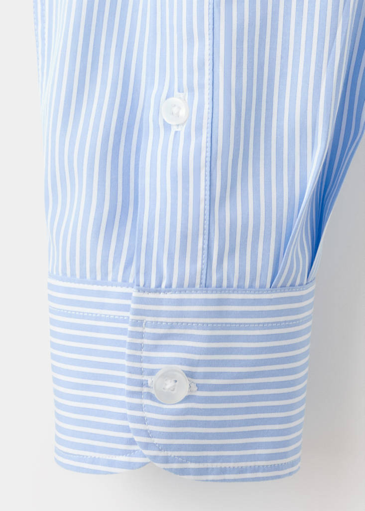Regular-fit striped 100% cotton shirt — Sky Blue