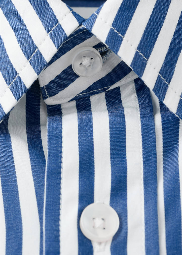 Regular-fit striped 100% cotton shirt — Vibrant blue