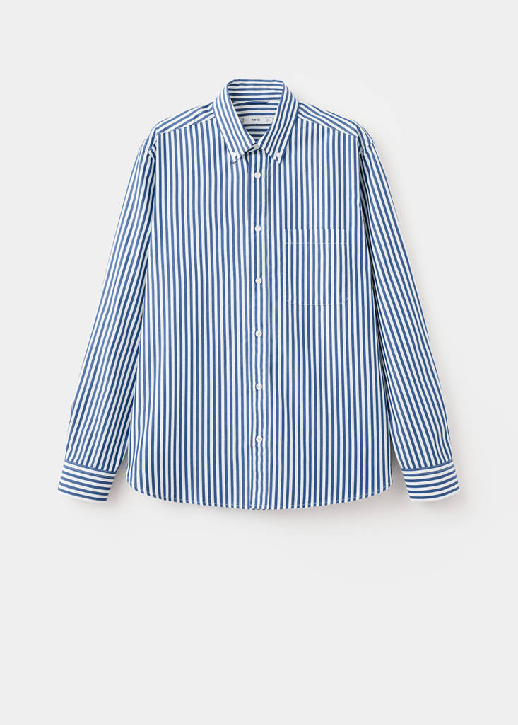 Regular-fit striped 100% cotton shirt — Vibrant blue