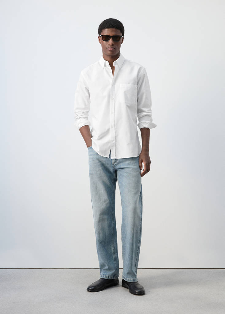 Lightweight Oxford shirt 100% cotton regular fit — White
