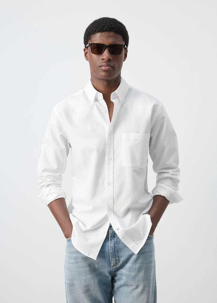 Lightweight Oxford shirt 100% cotton regular fit — White
