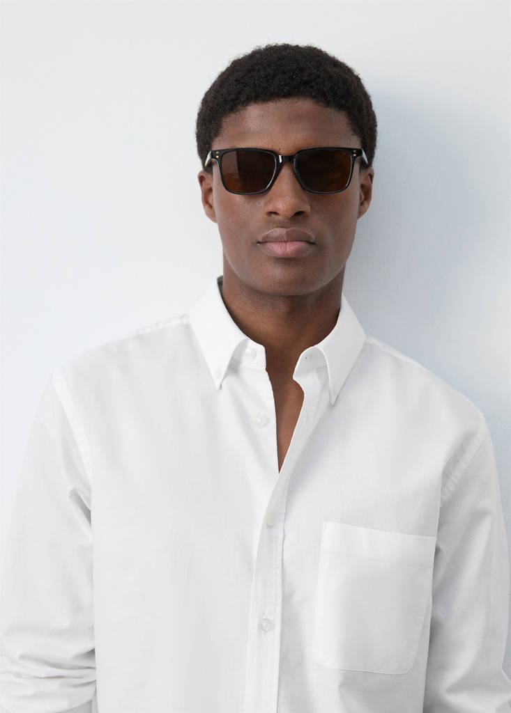 Lightweight Oxford shirt 100% cotton regular fit — White