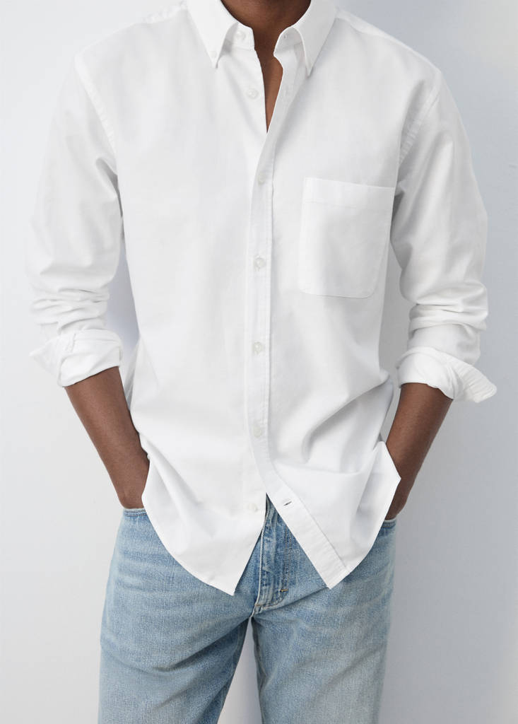 Lightweight Oxford shirt 100% cotton regular fit — White