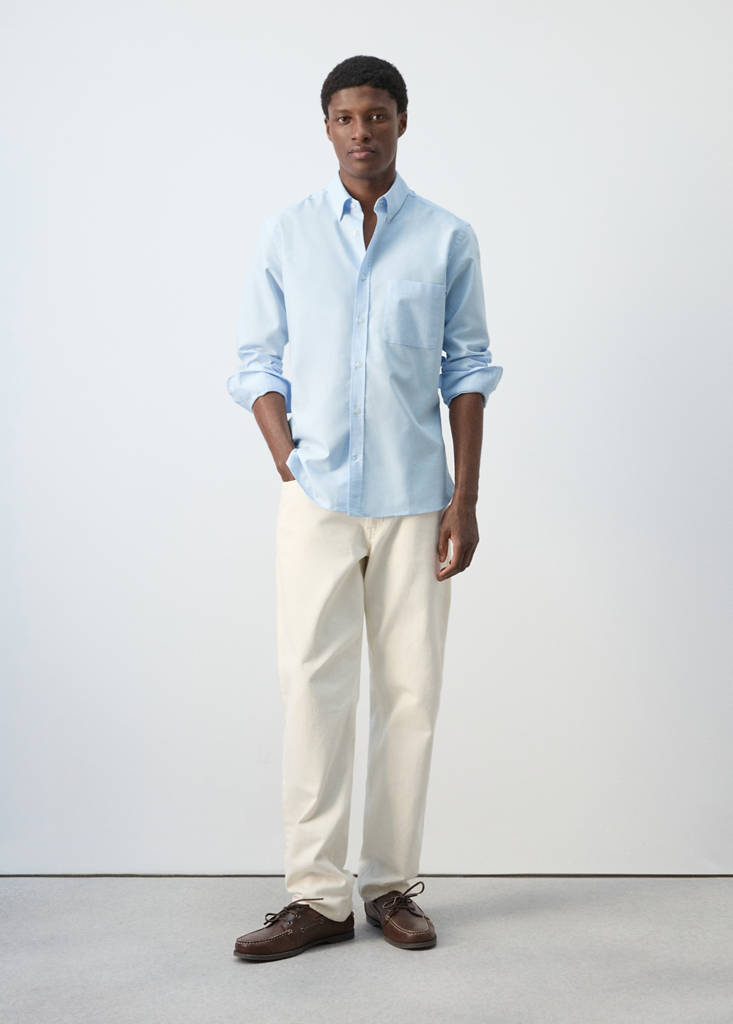 Lightweight Oxford shirt 100% cotton regular fit — Sky Blue
