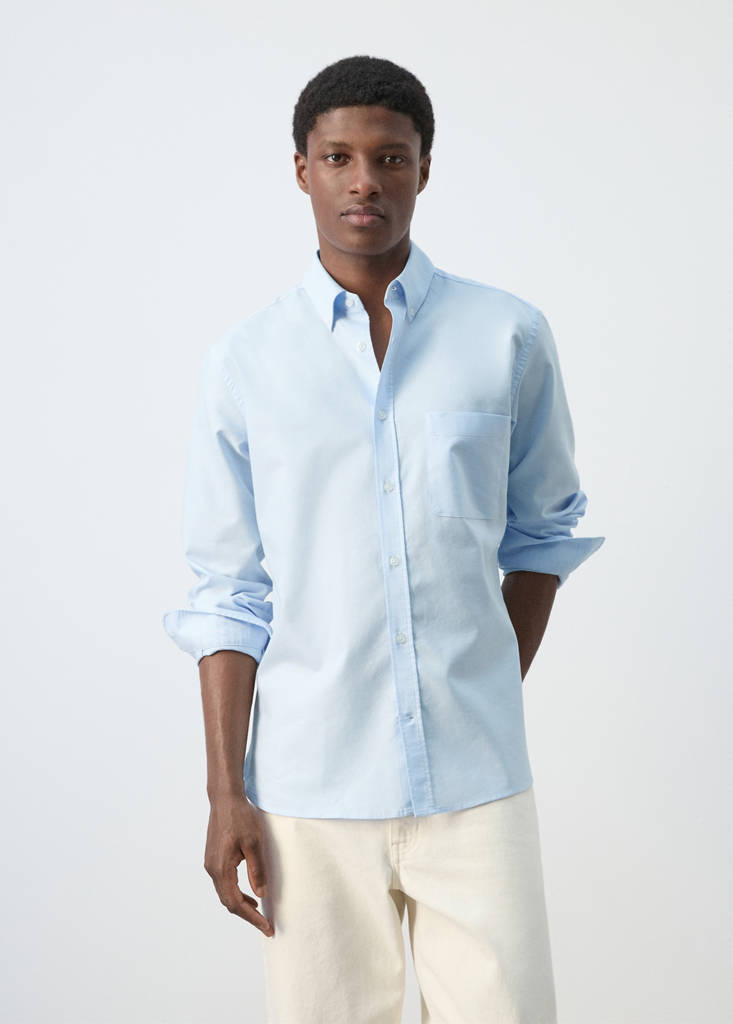 Lightweight Oxford shirt 100% cotton regular fit — Sky Blue