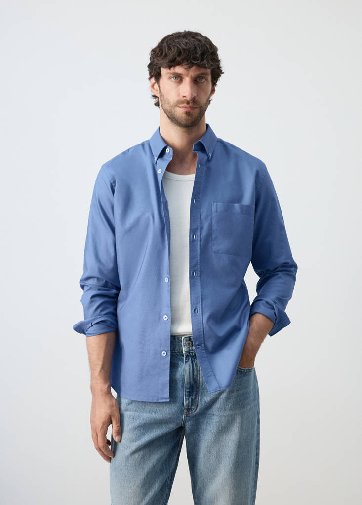Lightweight Oxford shirt 100% cotton regular fit — Ink Blue