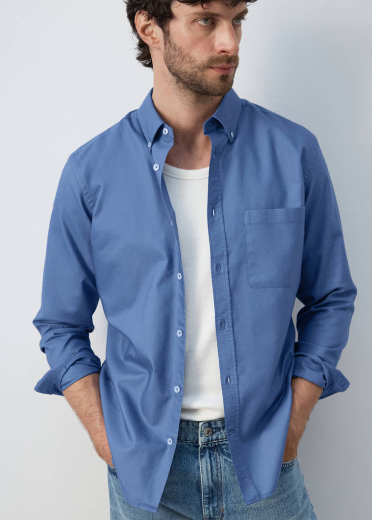 Lightweight Oxford shirt 100% cotton regular fit — Ink Blue