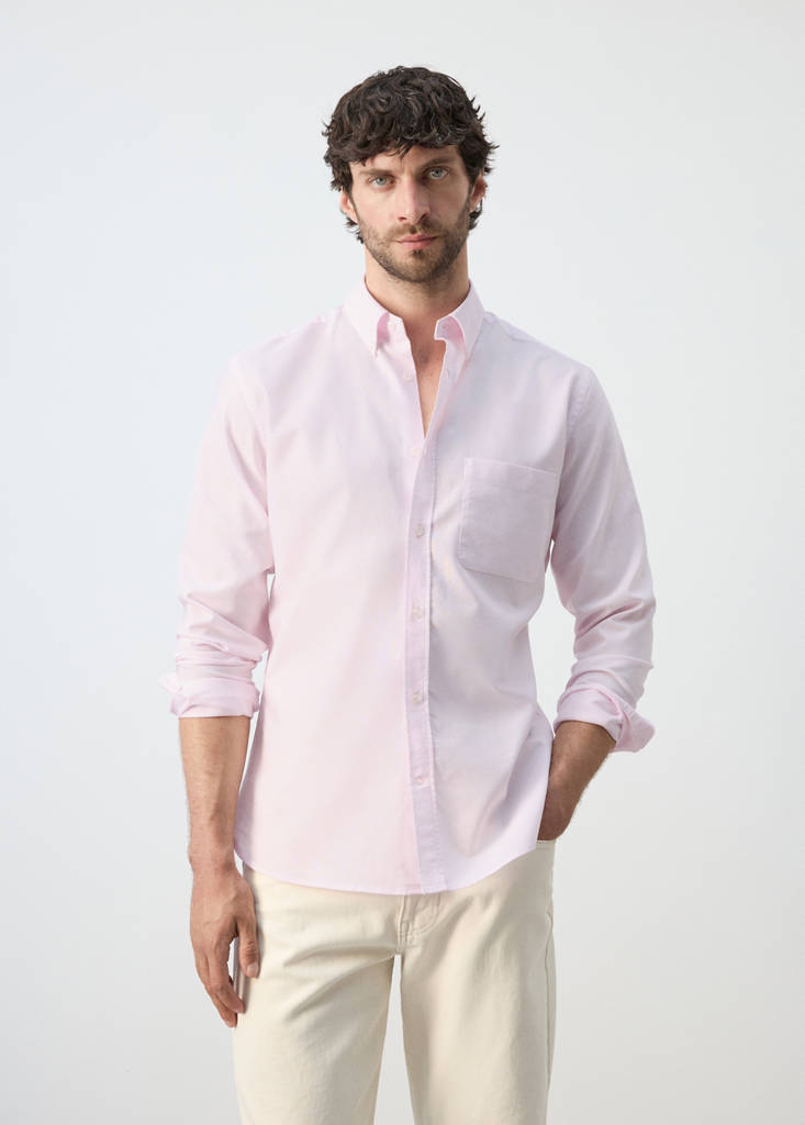 Lightweight Oxford shirt 100% cotton regular fit — Pastel Pink