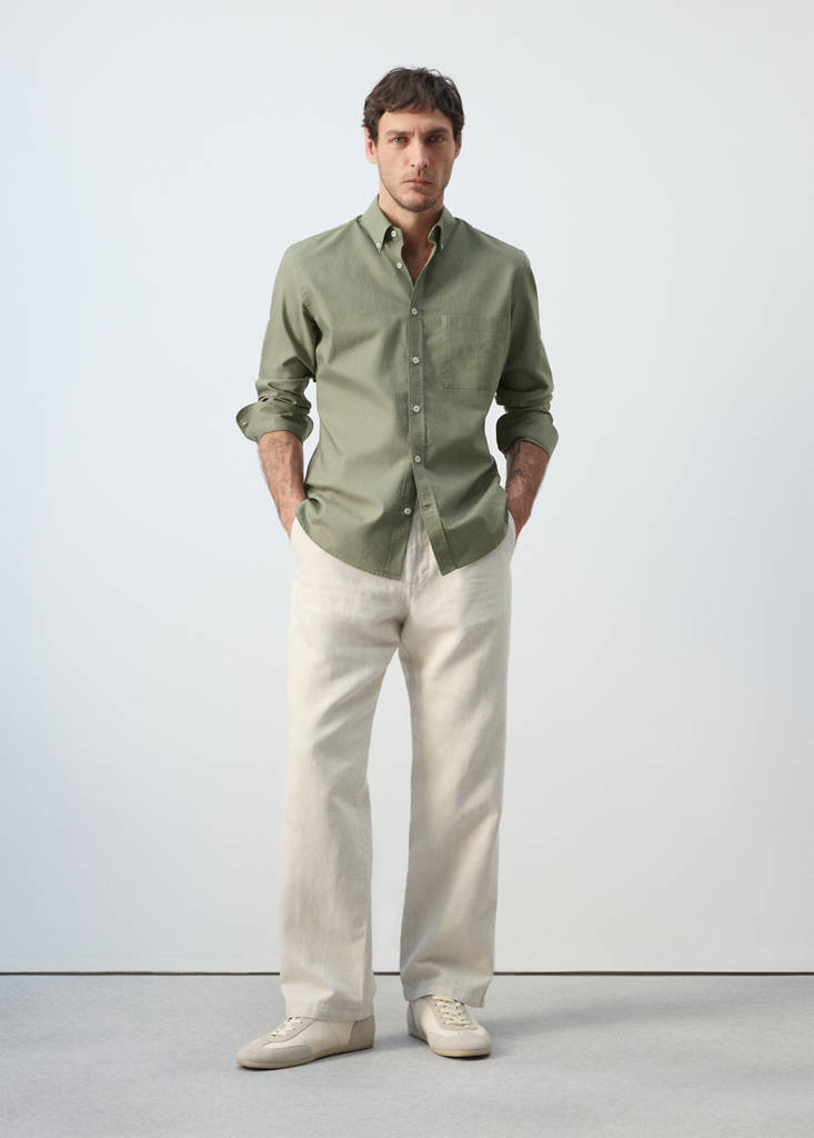 Oxford shirt, regular fit, 100% cotton, striped — Green