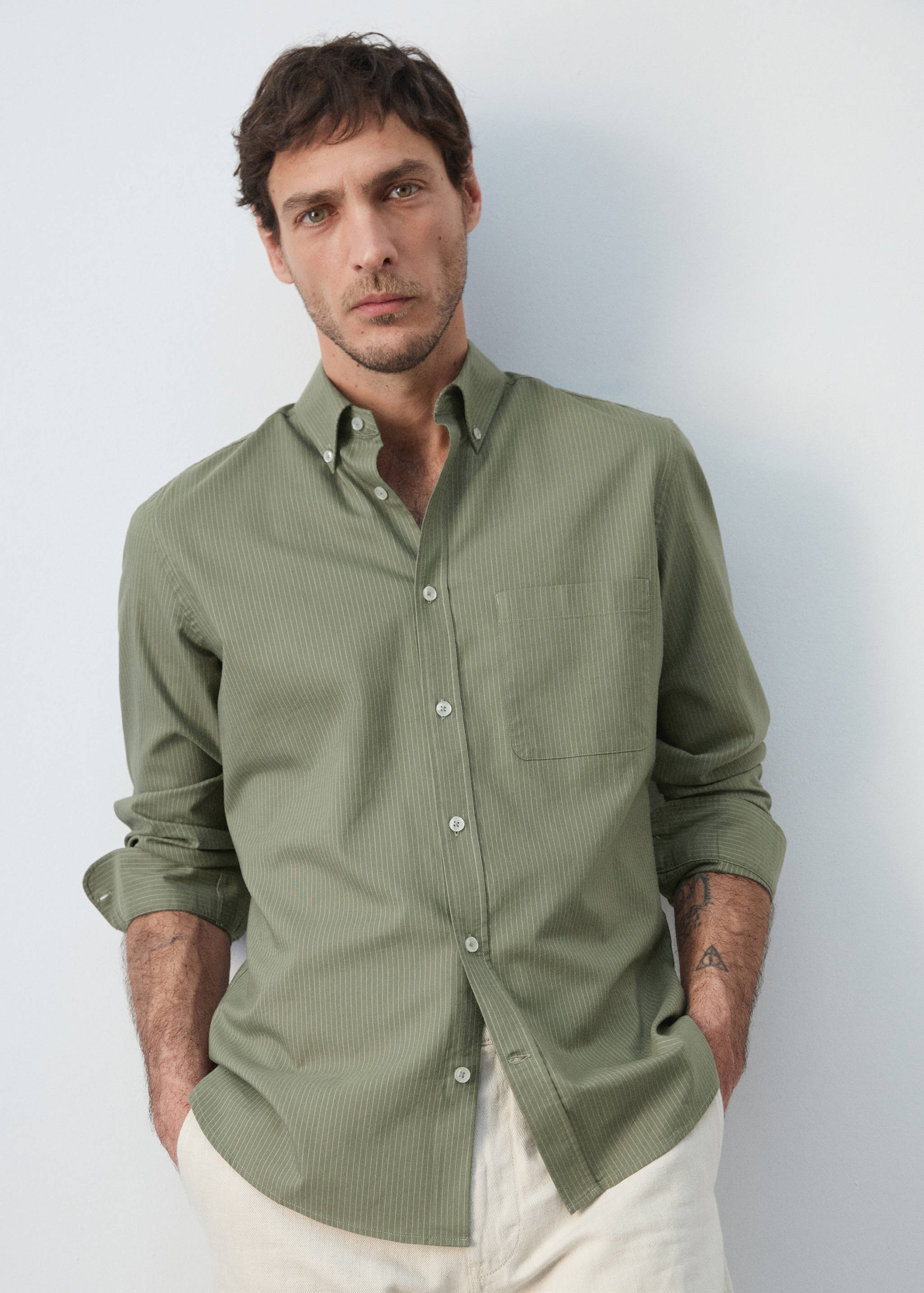 Camisa Oxford regular fit 100% cotó ratlles - Detall de l'article 4