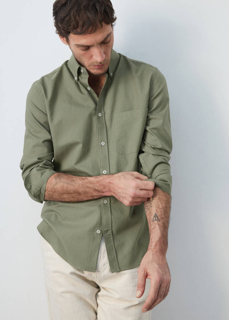 Oxford shirt, regular fit, 100% cotton, striped — Green
