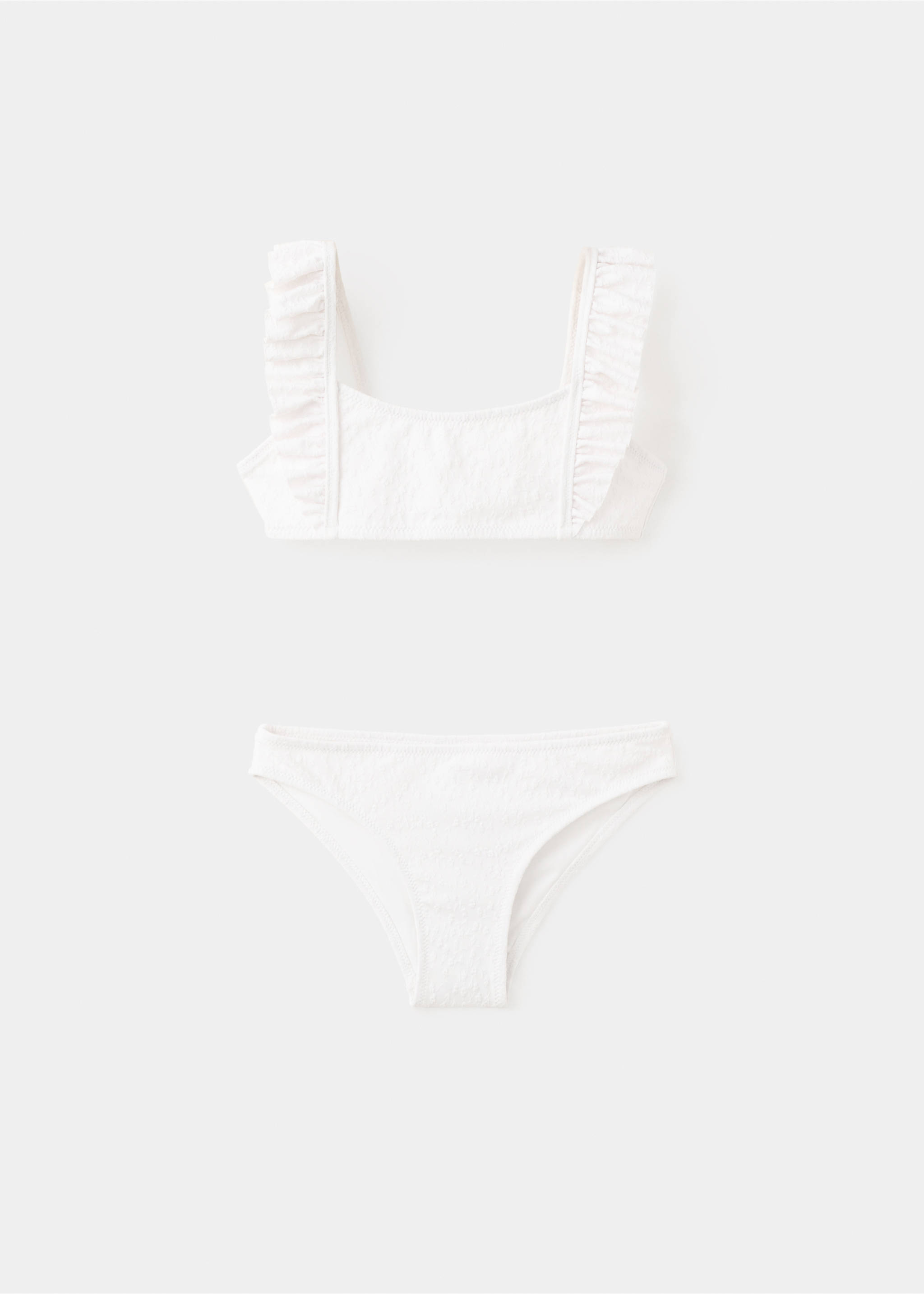 Бикини с оборками и рельефными цветами - Изделие без модели, Белый. Ref: 27055956-00.