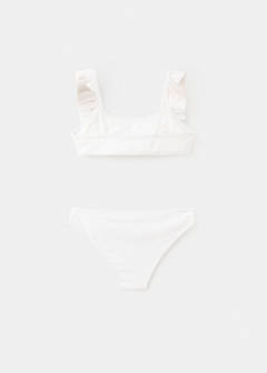 Ruffled floral textured bikini — White 3