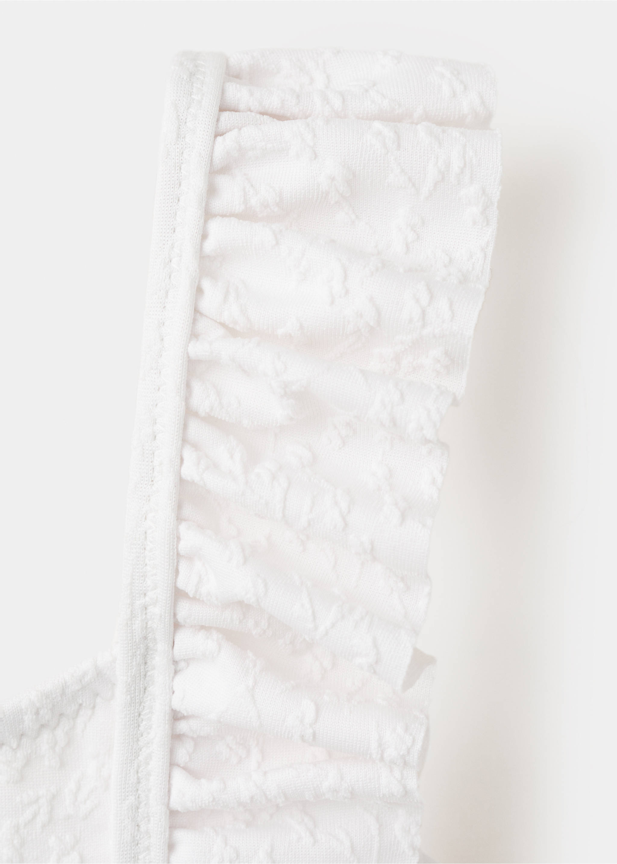 Бикини с оборками и рельефными цветами - Деталь изделия 8, Белый. Ref: 27055956-00.