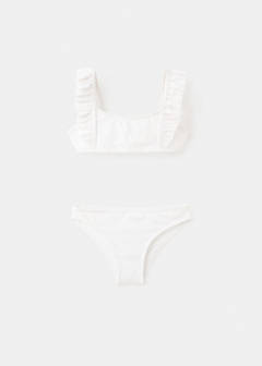 Ruffled floral textured bikini — White 1