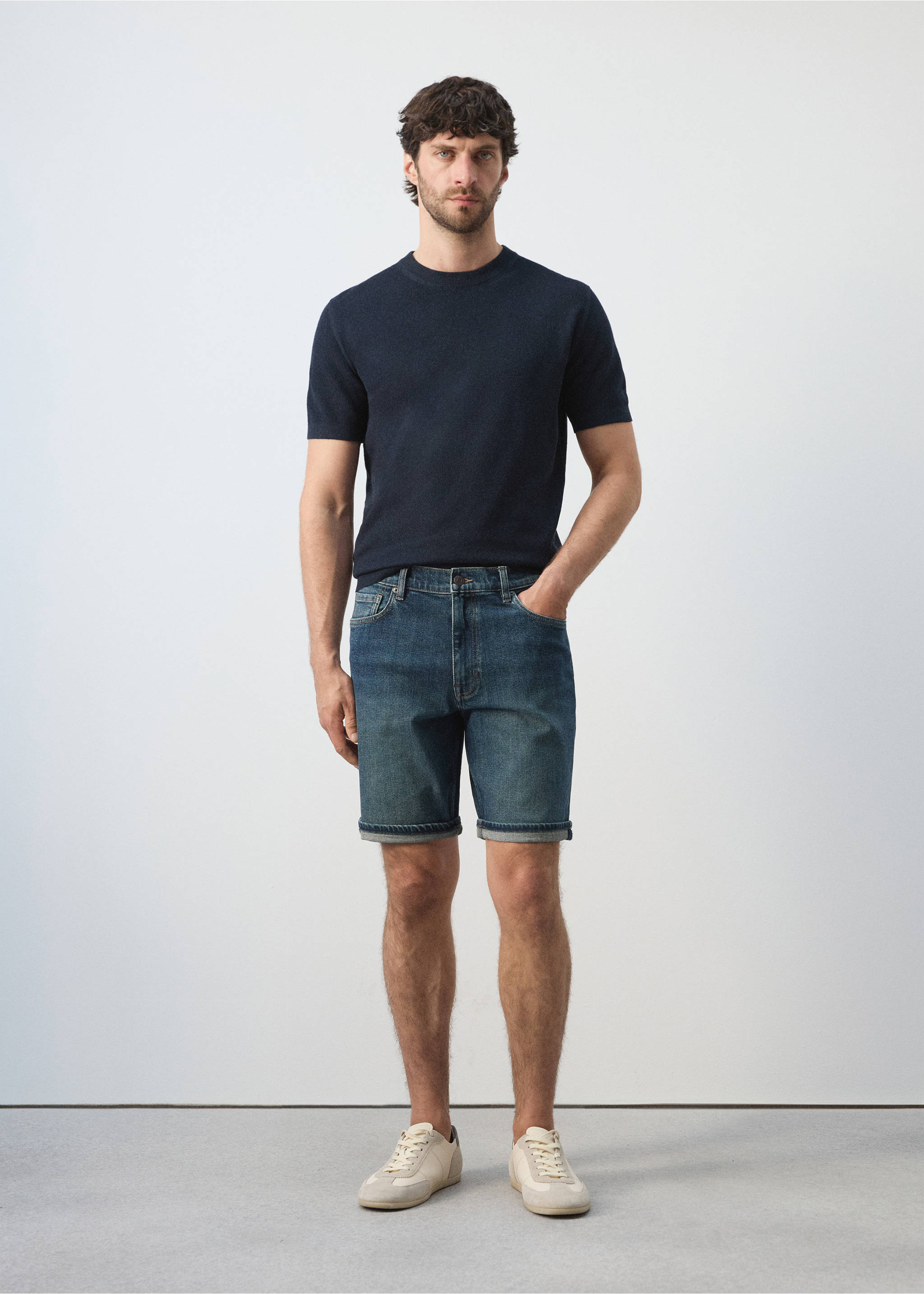 Bermudas vaqueras slim fit - Plano general, Azul oscuro. Ref: 27055959-00.