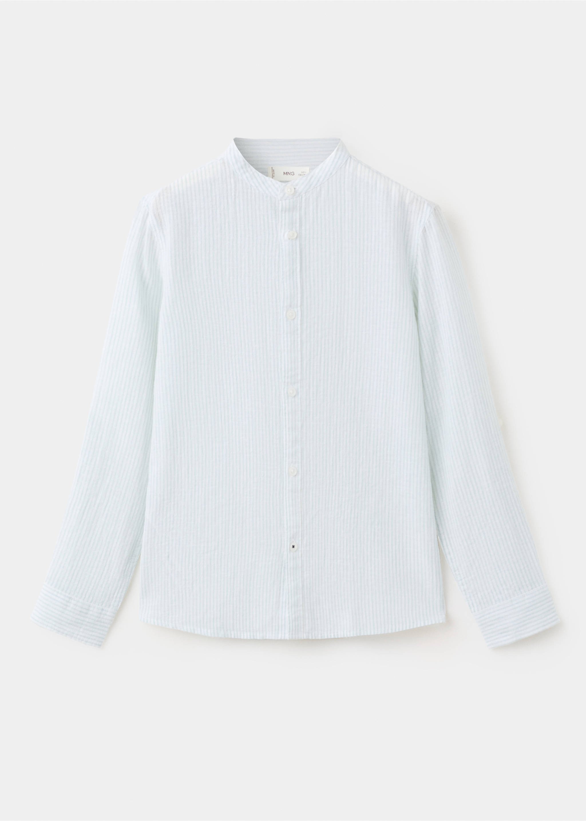 Striped linen-blend shirt - Article without model, Pastel Green. Ref: 27055960-00.