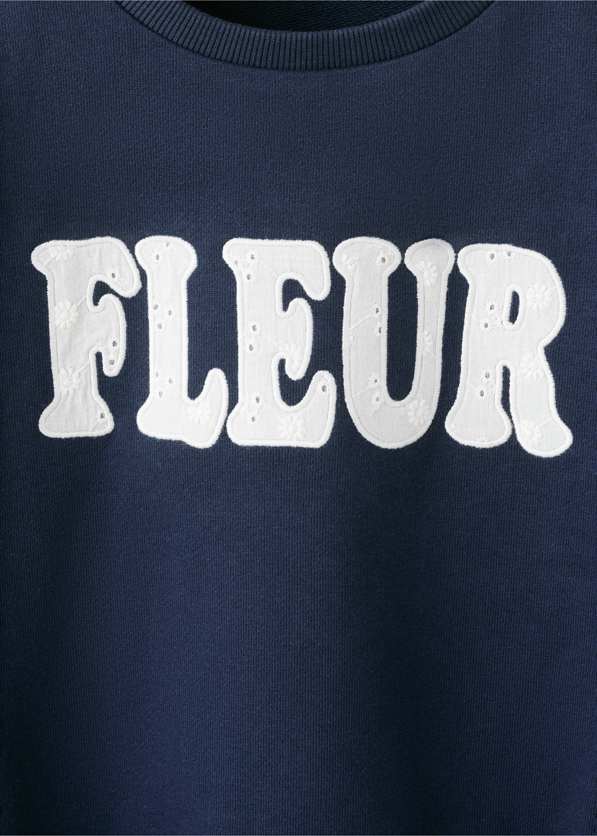 Cotton sweatshirt with embroidered text - Details of the article 8, Navy. Ref: 27055961-00.