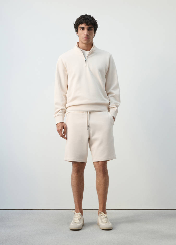 Jogger-Bermudas aus 100 % Baumwolle — Ecru
