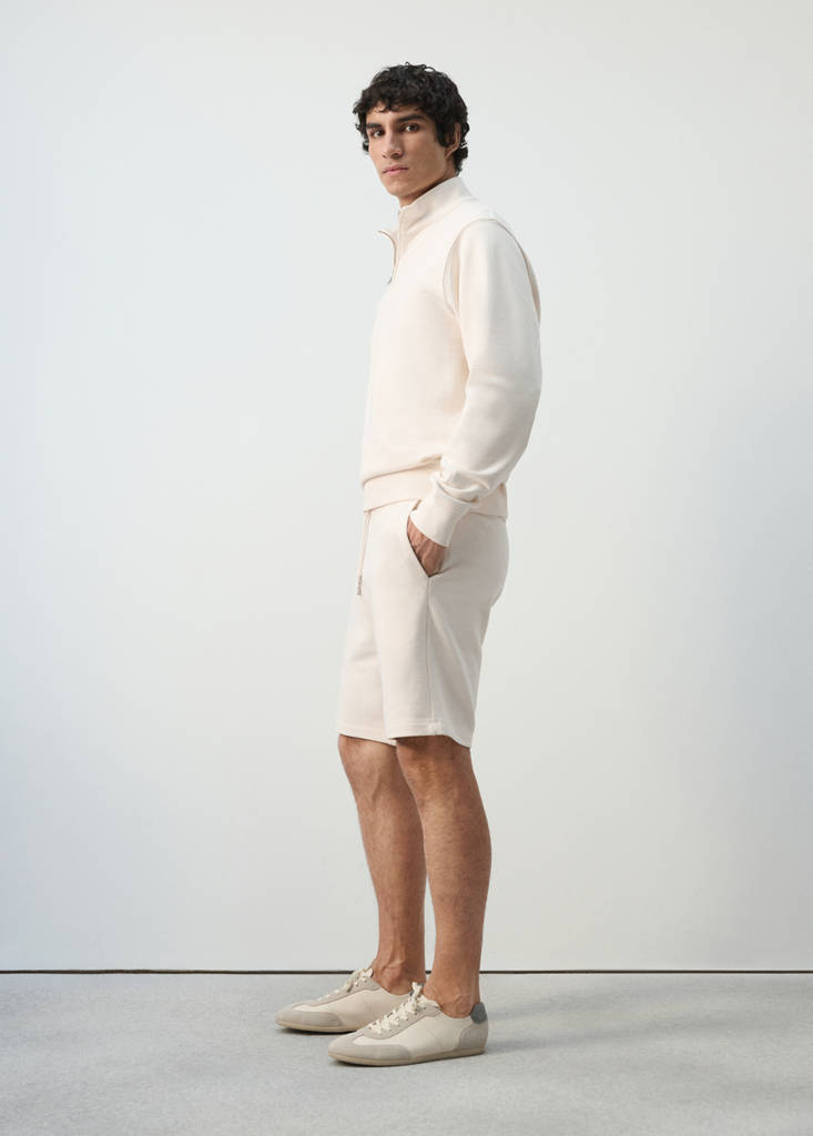 Jogger-Bermudas aus 100 % Baumwolle — Ecru