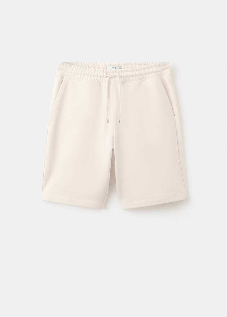 Jogger-Bermudas aus 100 % Baumwolle — Ecru