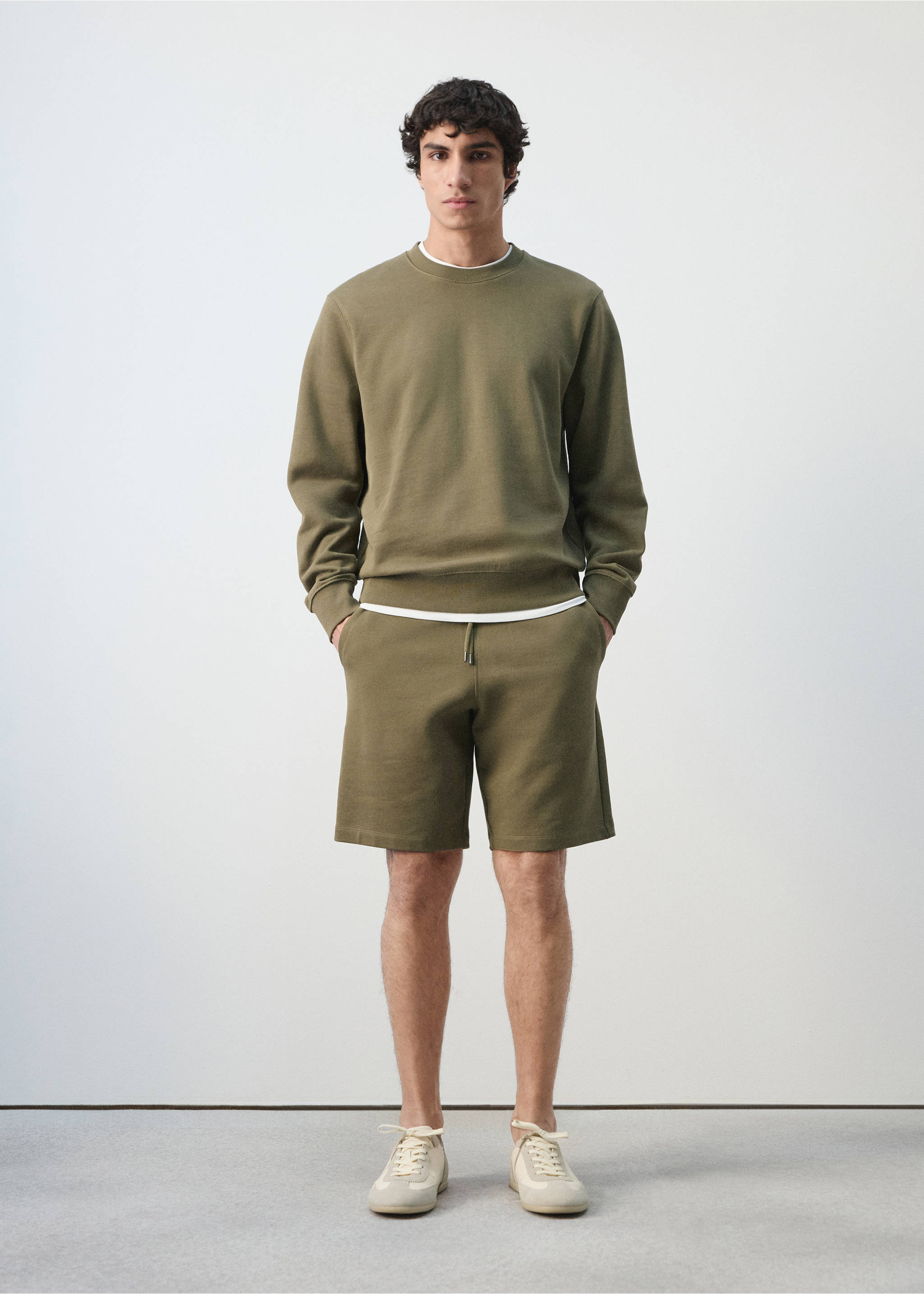 Bermudas jogger 100% algodón - Plano general, Verde oscuro. Ref: 27055964-00.