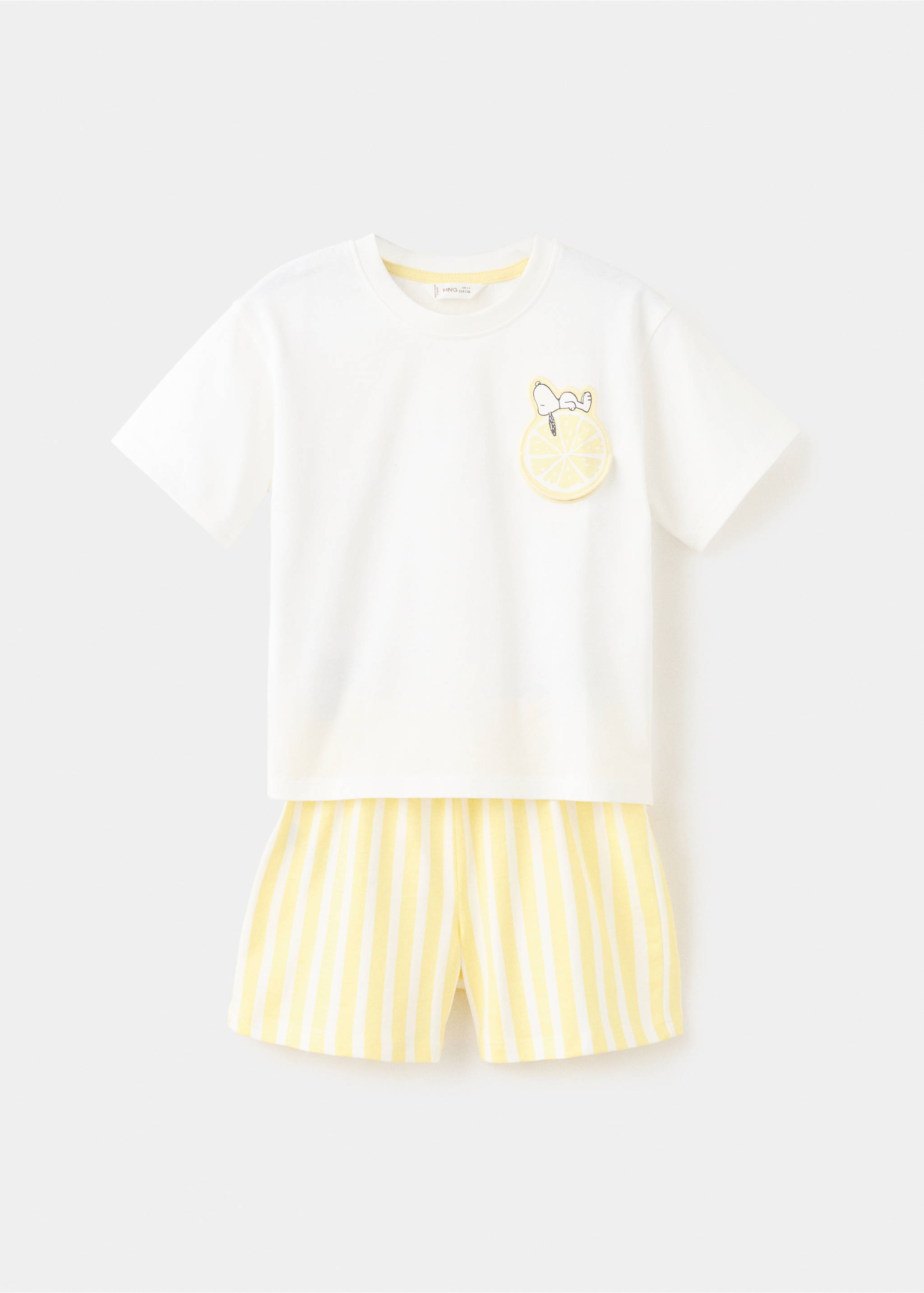 Pijama curto do Snoopy - Artigo sem modelo, Amarelo-pastel. Ref: 27055966-00.