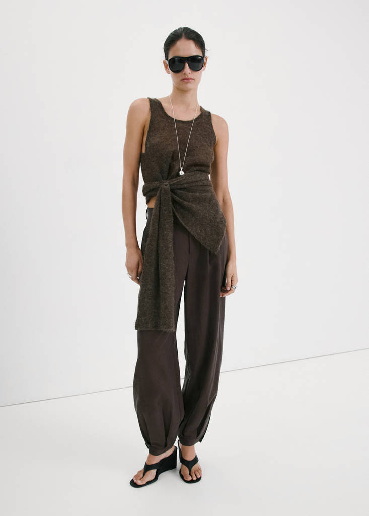 Lyocell harem trousers — Chocolate