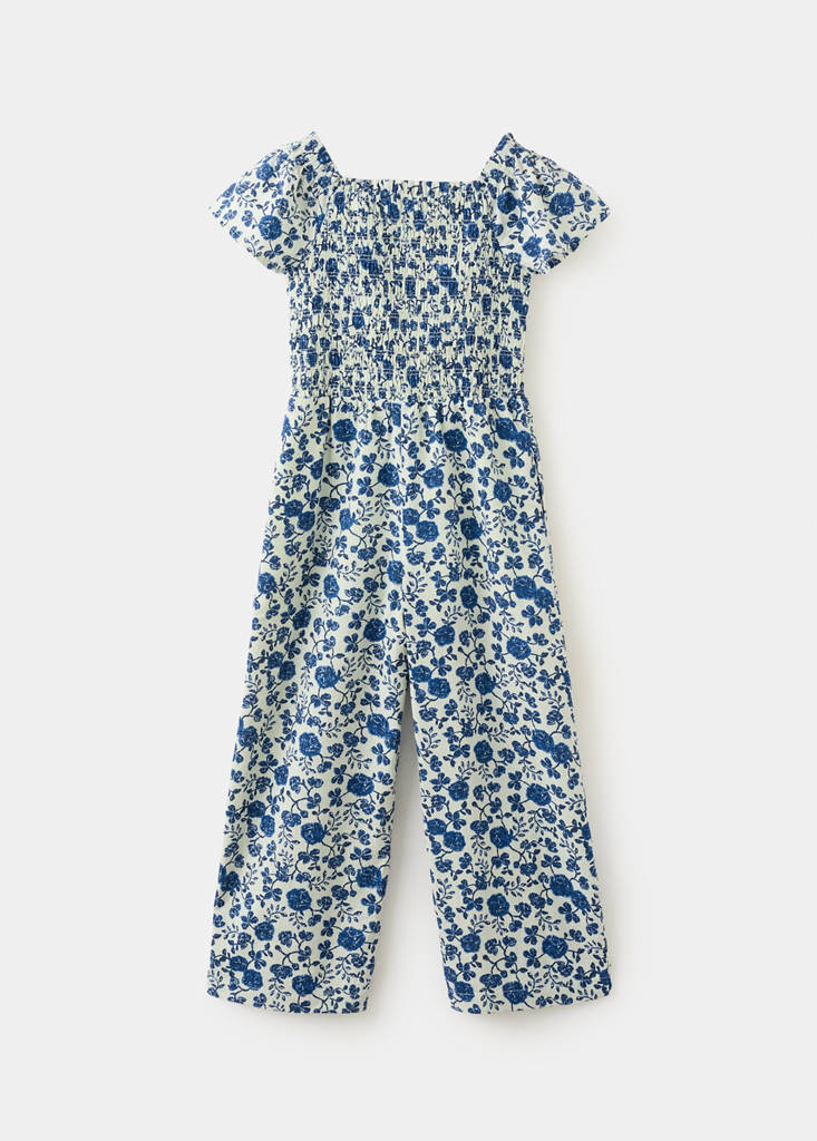 Floral-print long jumpsuit — Aqua Green