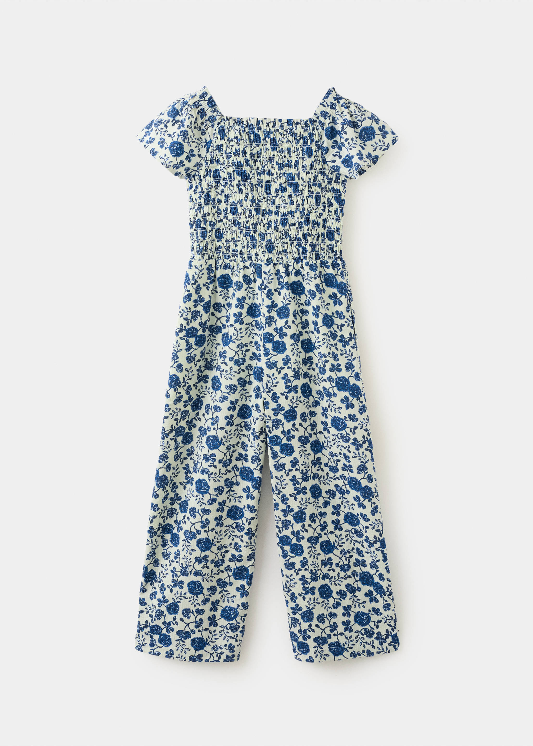Floral-print long jumpsuit - Reverse of the article, Aqua Green. Ref: 27055970-00.