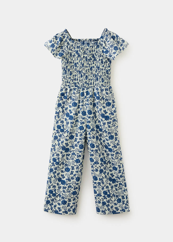 Floral-print long jumpsuit — Aqua Green