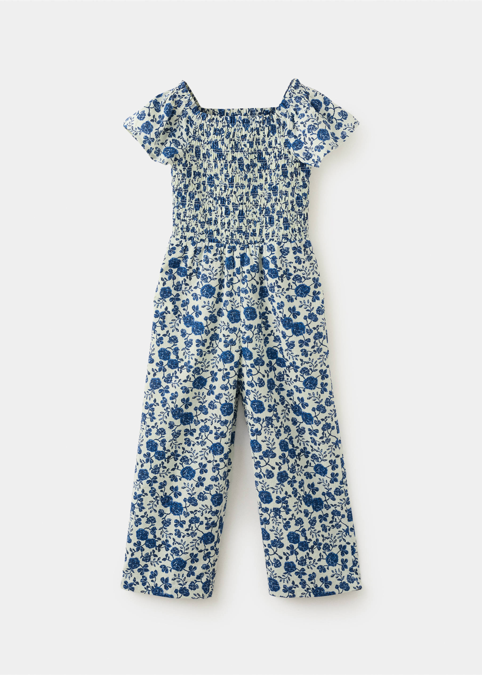 Floral-print long jumpsuit - Article without model, Aqua Green. Ref: 27055970-00.