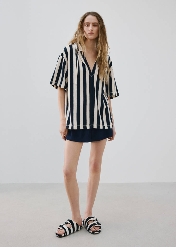 Striped terry cotton sweatshirt — Blue