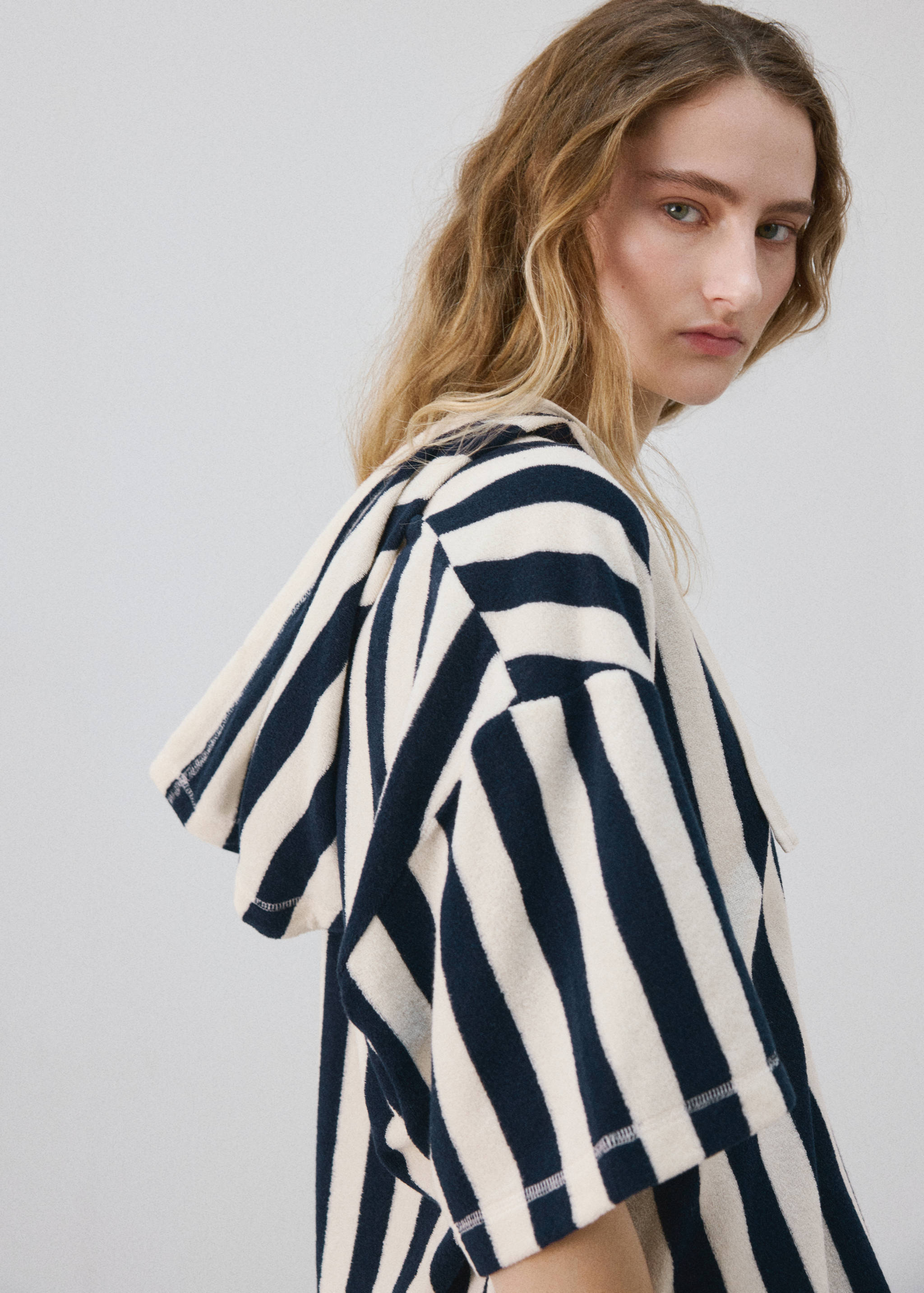 Frottee-Baumwoll-Sweatshirt mit Streifen - Mittlere Ansicht