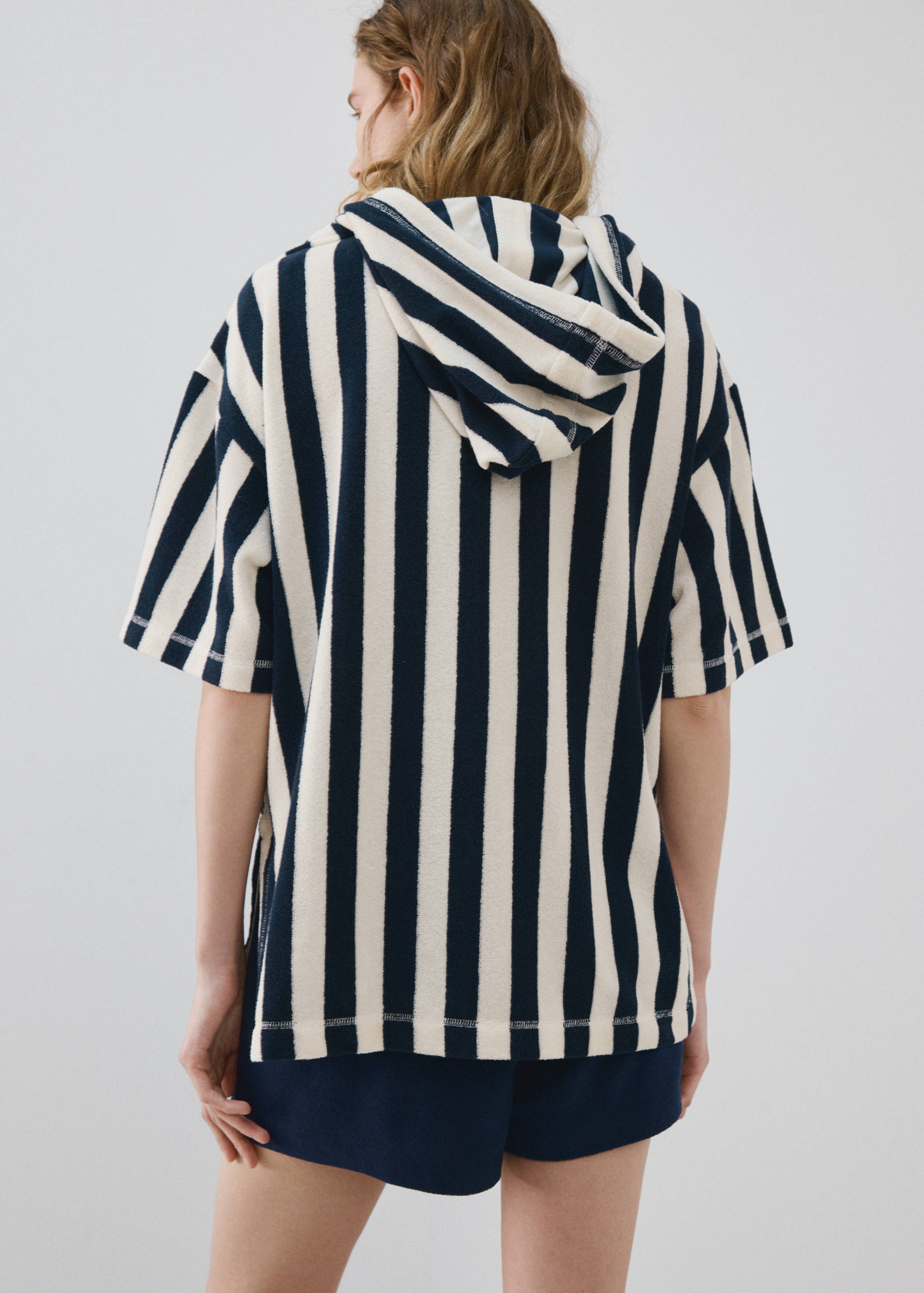 Frottee-Baumwoll-Sweatshirt mit Streifen - Rückseite des Artikels