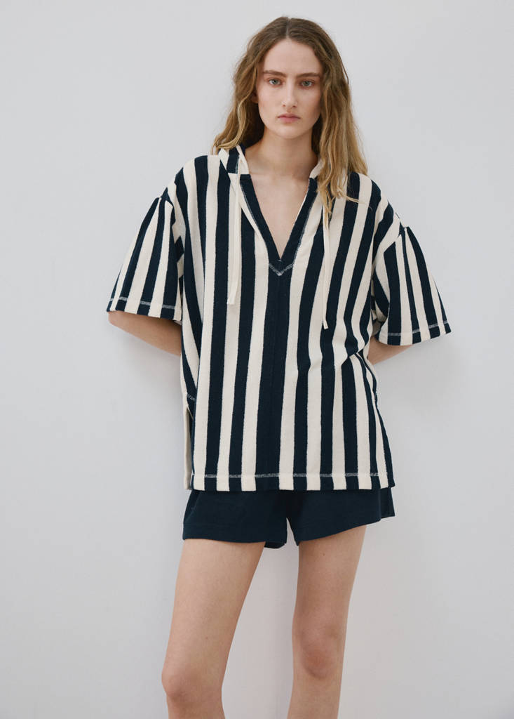 Striped terry cotton sweatshirt — Blue