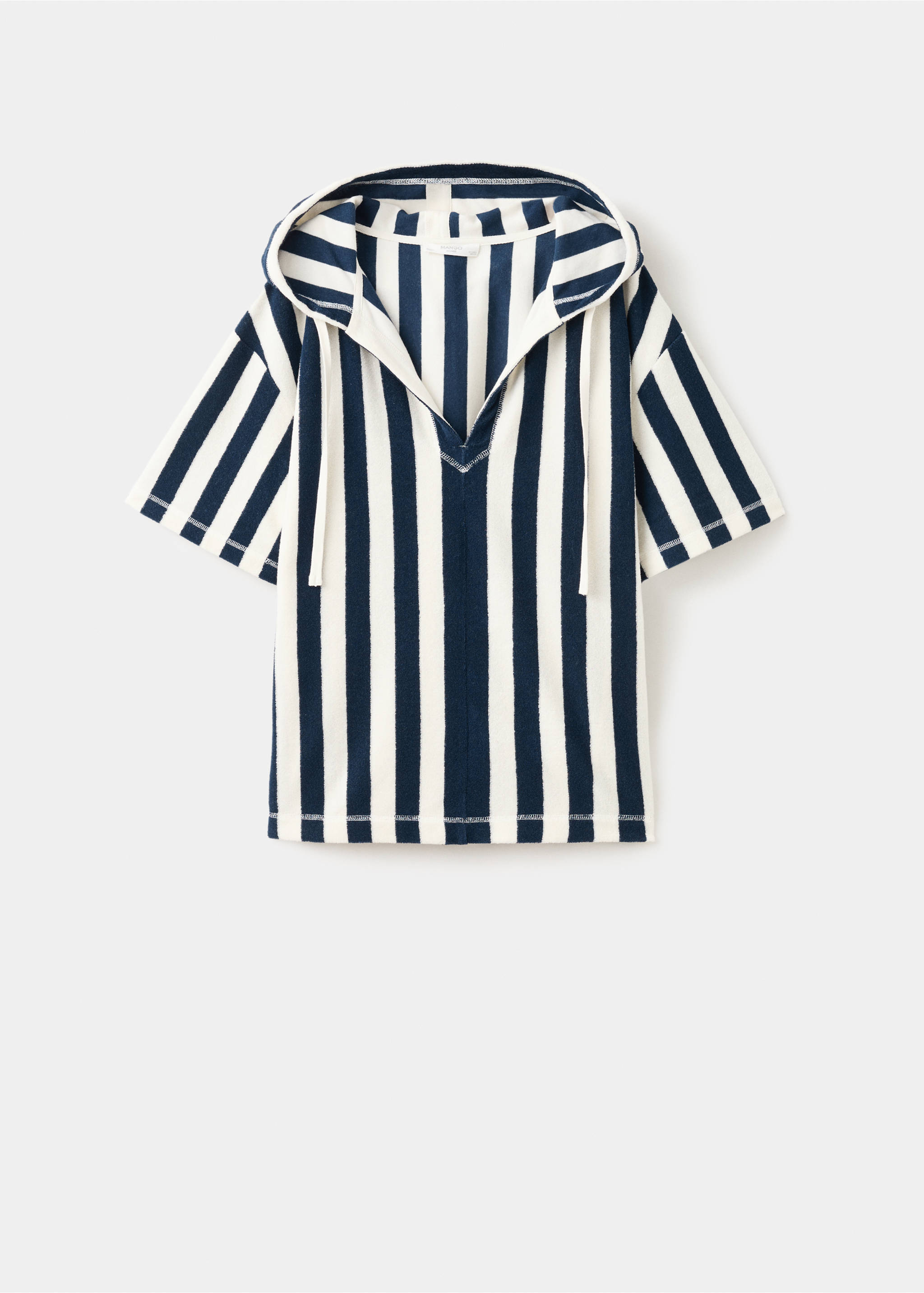 Frottee-Baumwoll-Sweatshirt mit Streifen - Artikel ohne Model, Blau. Ref: 27055972-00.